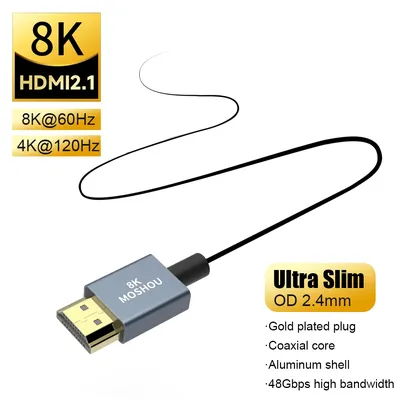 MOSHOU HDMI 2.1 8K 60Hz Ultra Slim Flexible Micro HDMI to HDMI 4K 120Hz HDMI to HDMI for Camera Xbox