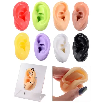 1Pc Soft Silicone Ear Model Tattoo Practice Jewelry Display Piercing Tools Earring Display Tool