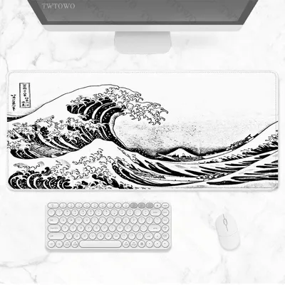 Black & White Japan Art Great Waves Mouse Pad Gaming XL Custom HD New Mousepad XXL Playmat Non-Slip