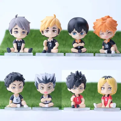 8Pcs Volleyball Juvenile Youth Toy Anime Character Models, PVC Doll Models,Q-Version Models,Car