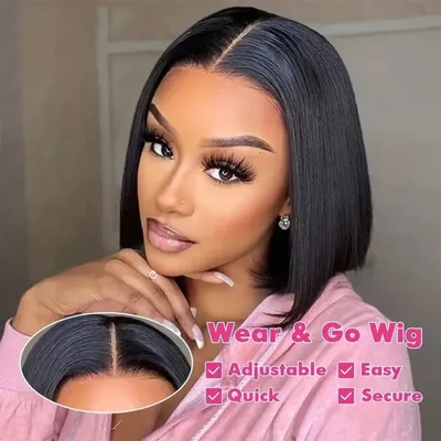 12A Bone Straight Short Bob Wigs 13X4 Transparent Lace Front Human Hair Wigs Pre Plucked Natural