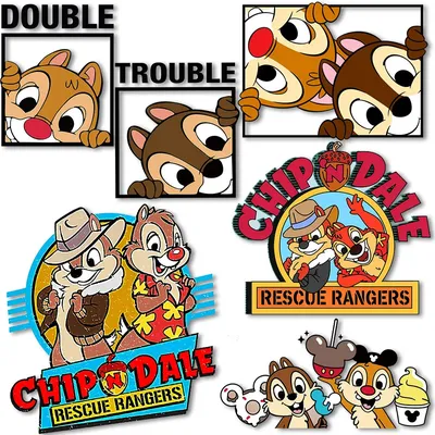Chip N Dale Cartoon Classic Character Iron on Transfers Heat Press Stickers For Clothes Tshirtshermal Decals Iron on T