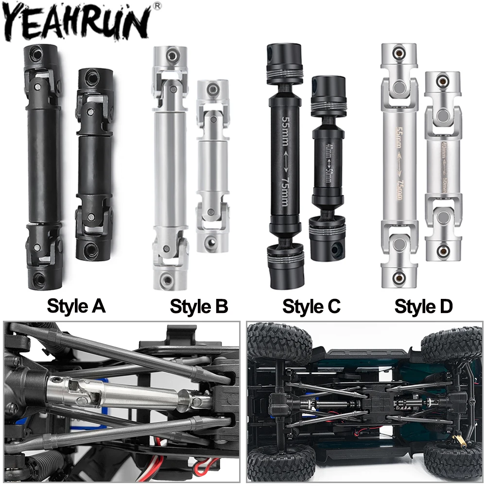 YEAHRUN 2Pcs Stainless Steel Drive Shafts Center CVD Driveshaft for 1/18 TRX4M Bronco Defender Upgrade Parts