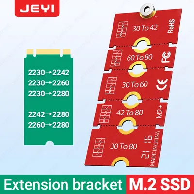 JEYI M.2 NGFF NVME SSD Extension Bracket Transfer 2230 2242 2260 2280 Length Extend Adapter Bracket