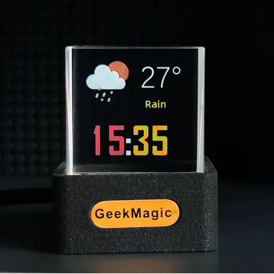 GeekMagic GIFTV Crystal Holographic Desktop Decoration Smart Weather Station Digital Clock with GIF Animations and Image Album