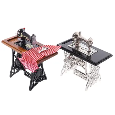 1Pc 1:12 Dollhouse Mini Furniture Sewing Machine With Scissors For Doll House Decor Children's toys