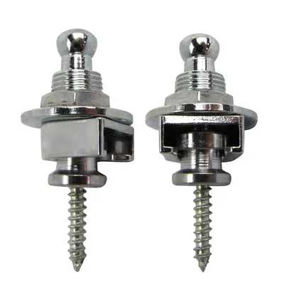 FLEOR Pair of Electric Guitar Strap Locks Skidproof Round Head Straplocks Chrome Guitar Accessories