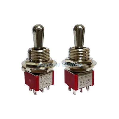 1pc 12MM Panel Mount Threaded Guitar or AMP DPDT 3 Way ON ON ON Toggle Switch T80-T Sealed Fat Bat