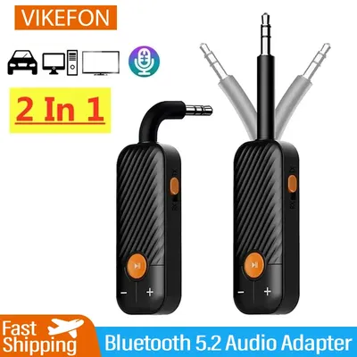 Bluetooth 5.2 Audio Receiver Transmitter 3.5MM 3.5 AUX With Mic Stereo Music Wireless Adapter For Headphones PC TV Car Speakers