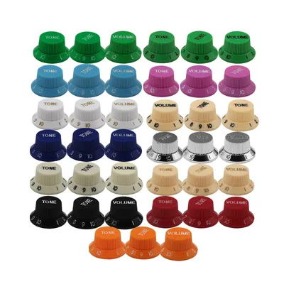 FLEOR Plastic 2T1V Top Hat Electric Guitar Knobs Volume Tone Control Knobs Caps Buttons 18-Splines