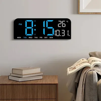USB Powered 9 Inch Large Digital Wall Clock Temperature Date Week Timing Countdown Auto-Dimmer 2