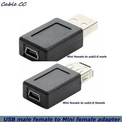 Wholesale New Black USB 2.0 A male and female to Mini USB B 5-pin Female Plug Cable Adapter