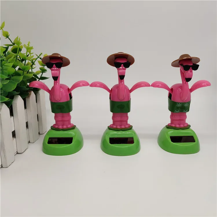 Car Accessories Solar Energy Accessories Bobblehead Doll Funny Flamingo Shape Accessories Gift Creative Interior Automotive