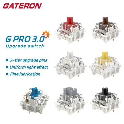 GATERON G Pro V3 3.0 Pro Switch 3pin for Mechanical Keyboard Pre Lubed RGB Linear Tactile White