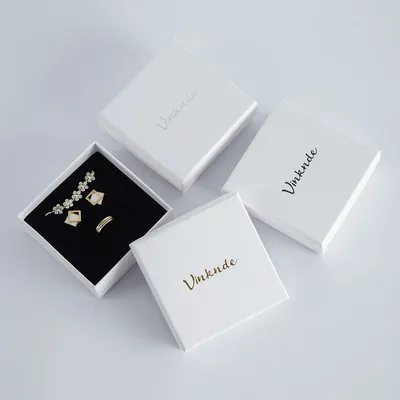 50pcs Kraft Gift Boxes Custom Logo Black White Brown Paper Small Case Cardboard Rings Earrings