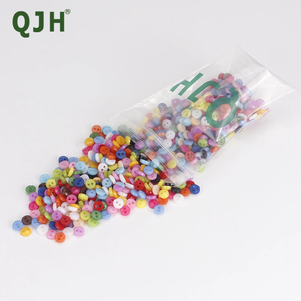 600 Two-Holes 6mm Tiny Round Buttons, in 15 Colors, Micro Mini Buttons, Perfect for Doll Clothes, Baby Buttons, Smart Buttons