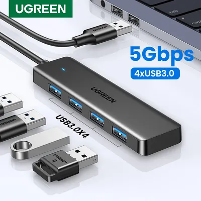 UGREEN USB 3.0 Hub 4 Ports USB HUB Slim for Mouse, Keyboard Compatible with MacBook Pro Air Laptop