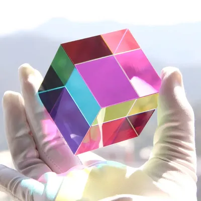 1pcs Science Magic Prism Cube 30 40 50 60 mm Hexahedral Crystal Magic Cmy Cube 3D Color Cube Prism