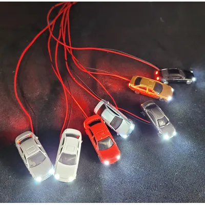 5Pcs Model Car with Lamp Miniature Vehicle 12V Railway Train Layout Landscape HO/N Scale Toy GIfts
