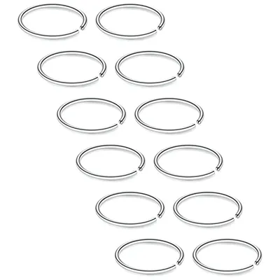 12PCS 22G Stainless Steel Fake Nose Septum Hoop Rings Lip Helix Cartilage Tragus Ear Ring Piercing