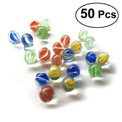 Set of 50 14MM-16MM Glass Shooter & Marbles Colorful Patterned Glass Beads Balls for Kids