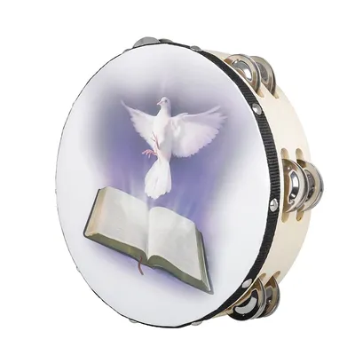 8 Inch Tambourine Peace Pigeon Hand Held Tambourine Drum Bell Percussion Musical Educational