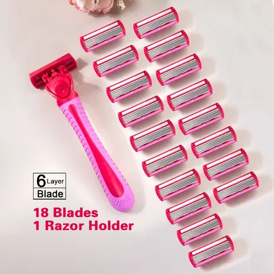 1 Handle + 18 Blades/ Men And Women Body Hair Bikini Safety Razor Blade Female Hair Removal Shaving