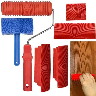 6Pcs 7 Inch Graining Painting Tool Wood Texture Paint Roller Wood Pattern Tools For Wall Room Art