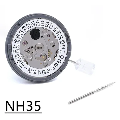 New NH35 24 Jewelry High Accuracy Mechanical Automatic Movement White Day Date 3 o'clock Crown