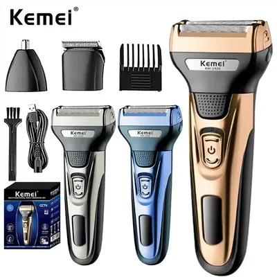 Kemei 3 In 1 Powerful Electric Shaver Facial Body Hair Trimmer Beard Shaving Machine Razor Nose Ear