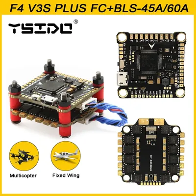 YSIDO NEW F4 V3S PLUS Flight Control FC Support BetaFlight/INAV BLS-45A/60A 4in1 ESC Stack For RC