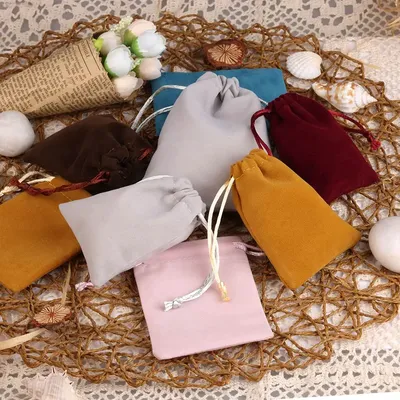 10pcs Short Velvet Bags 5x7/7x9/10x12/12x15cm Jewelry Packaging Bag Gift Wedding Party Display Present Sweets Packing Pouches