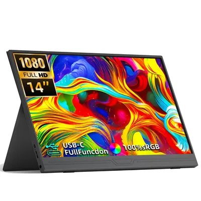 14-inch 1920*1080 Portable Monitor 400cd / m² 60HZ 16: 9 For Laptop XBox PS4 / 5 Switch Cell Phone Computer Extension Office