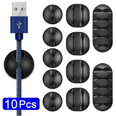 Adhesive Cable Clips Silicone Cable Organizer Desktop Wall Charging Cord Earphone Line Mous