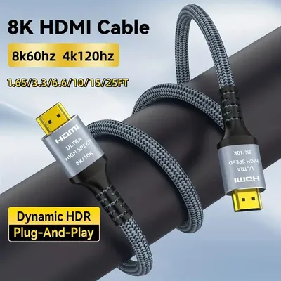 8K 10K HDMI Cable 2.1 2Pack 48Gbps High Speed HDMI 4K@120Hz 8K@60Hz, HDCP 2.2&2.3,eARC,HDR 4:4:4