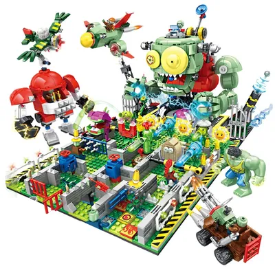 Plants vs. Zombies Battle of the Seabed Sky Model Building Blocks Bricks Kits Set Peashooter Gatling Pea Shooter Figure Toy Gift