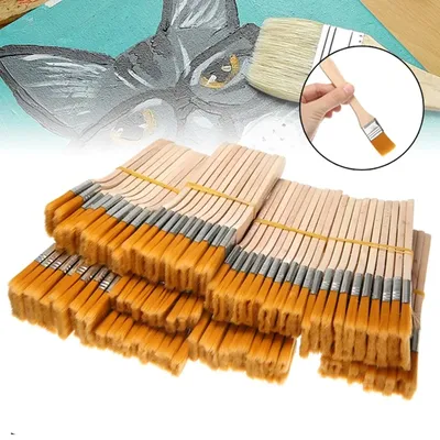 10pcs Oil Paint Brush Memory Nylon Paint Brushes Set For Acrylic Oil Drawing Watercolor Wooden