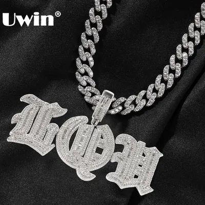 UWIN Custom Old English Latin Alphabet Pendant Iced Out Cubic Zirconia Charms Personalized Fashion