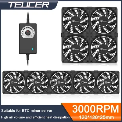 TEUCER 3000RPM 120MM Large Air Volume 220V Btc Mining Machine Workstation Cabinet Server Case