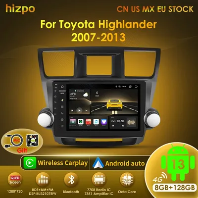 Hizpo Android 13 For Toyota Highlander 2 XU40 2007-2013 Car Radio Multimedia Video Player Navigation Stereo GPS No 2din DVD 7862