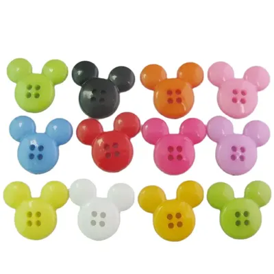 H099 Fashion Plastic Buttons Black Mickey Shape Cartoon Button 50Pcs Sewing Supplies