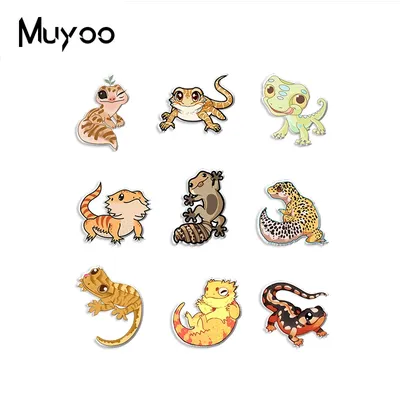 2023 New Arrival Fashion Cute Lizard Cartoon Animal Graffiti Handcraft Epoxy Acrylic Resin Lapel