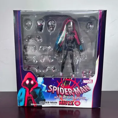 Mafex Figurine 107 Spiderman Miles Morales Ko Spider-man Into The Spider Verse Real Clothes Action