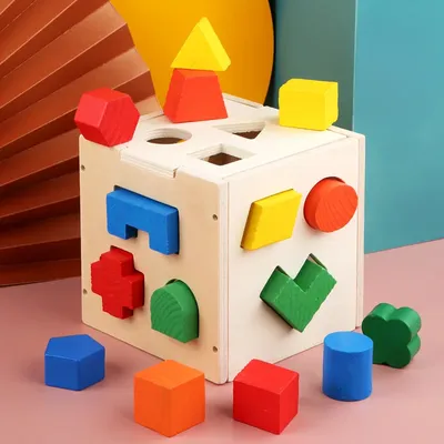 Montessori 15 Hole Intelligence Box Geometric Shapes 3D Puzzle Early Education Three-Dimensional