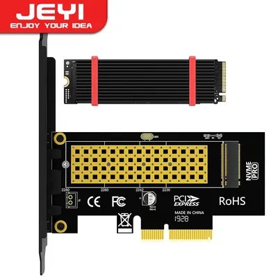 JEYI M.2 PCIe to NVMe Adapter with Aluminum Heatsink, 64Gbps PCIe4.0 X4 Gen4 NVMe M.2 Expansion