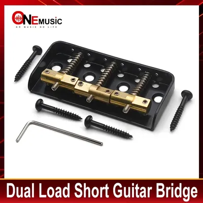 Short Guitar Bridge Dual Load Guitar Bridge with Cut-down Sides w/Compensated Brass Saddles for TL