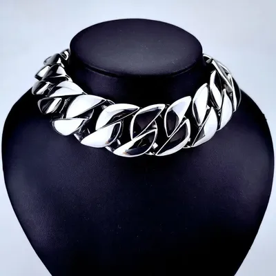 Silver Tone 32mm Width 316L Stainless Steel Polished Curb Solid Heavy Long Chain Jewelry