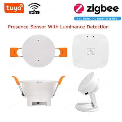 Smart Life Zigbee Human Presence Detector Tuya Wifi MmWave Radar Pir Montion Sensor With Luminance