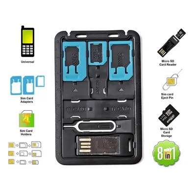 5 in 1 Universal Mini SIM Card Adapter Storage Case Kits For Nano Micro SIM Card Memory Card Holder Reader Case Cover