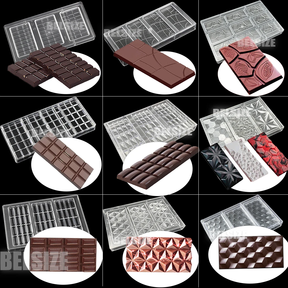 15 styles Chocolate Bar Molds Polycarbonate Chocolate Baking Molds Candy Bar Confectionery Molds Chocolate Bonbons